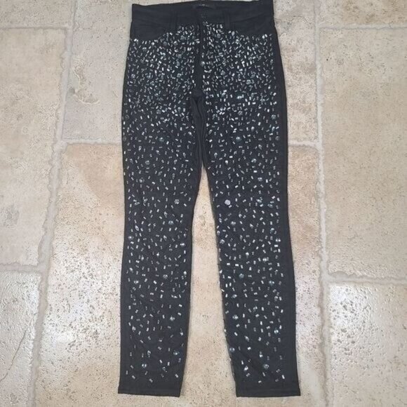 7 for All Mankind RHINESTONED Black Jeans, Size 27 - Picture 4 of 8